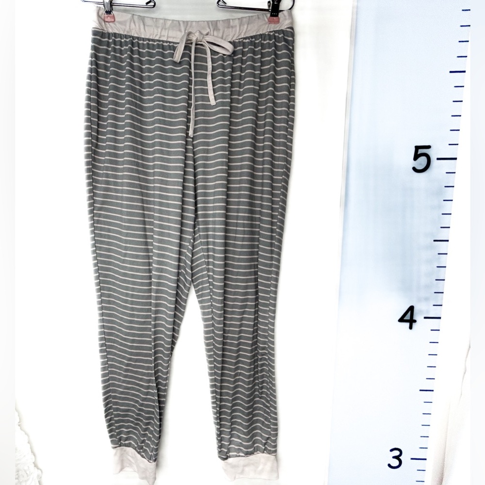 Rae Dunn Pajama Pants Gray White Stripes Large